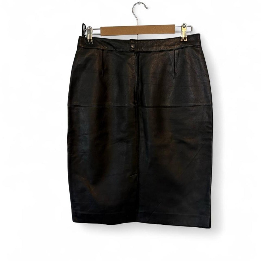 Women Skirt Genuine‎ Leather Black Size 8 Isaac Mizrahi